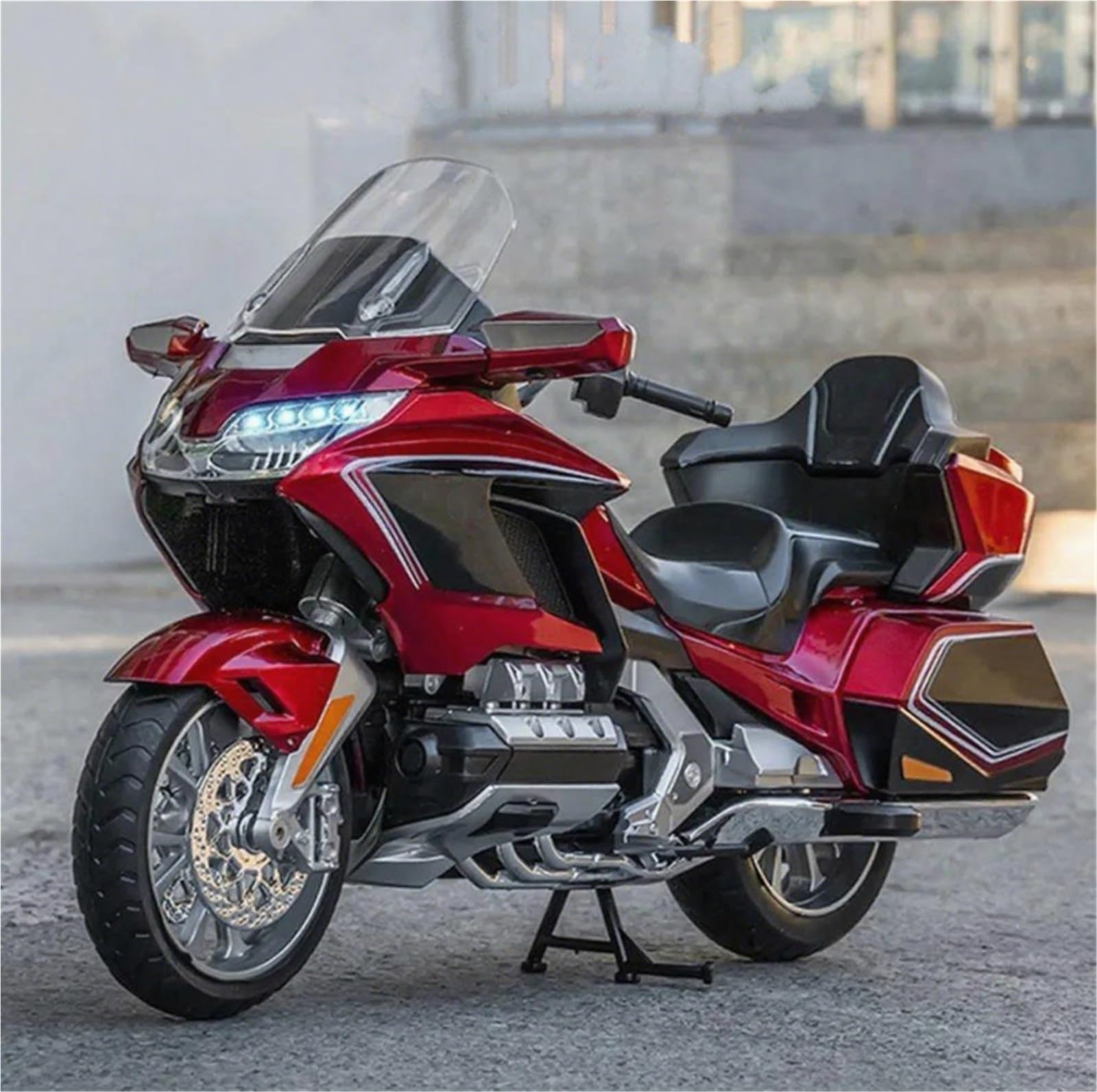 Modelo de Motocicleta Modelo De Motocicleta A Escala 1:11, Portátil, Carreras, Dedo, Simulación Moto, Juguetes Colección para Honda Gold Wing GL800 2021(Rosso)
