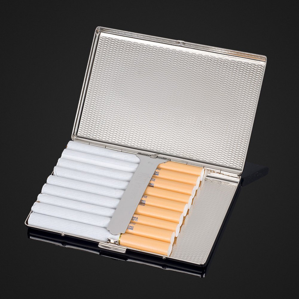 Ultra-Thin Stainless Steel Laser Engraved Pattern Cigarette Case Holder Box for King Size or 100's Cigarettes (Dragon)