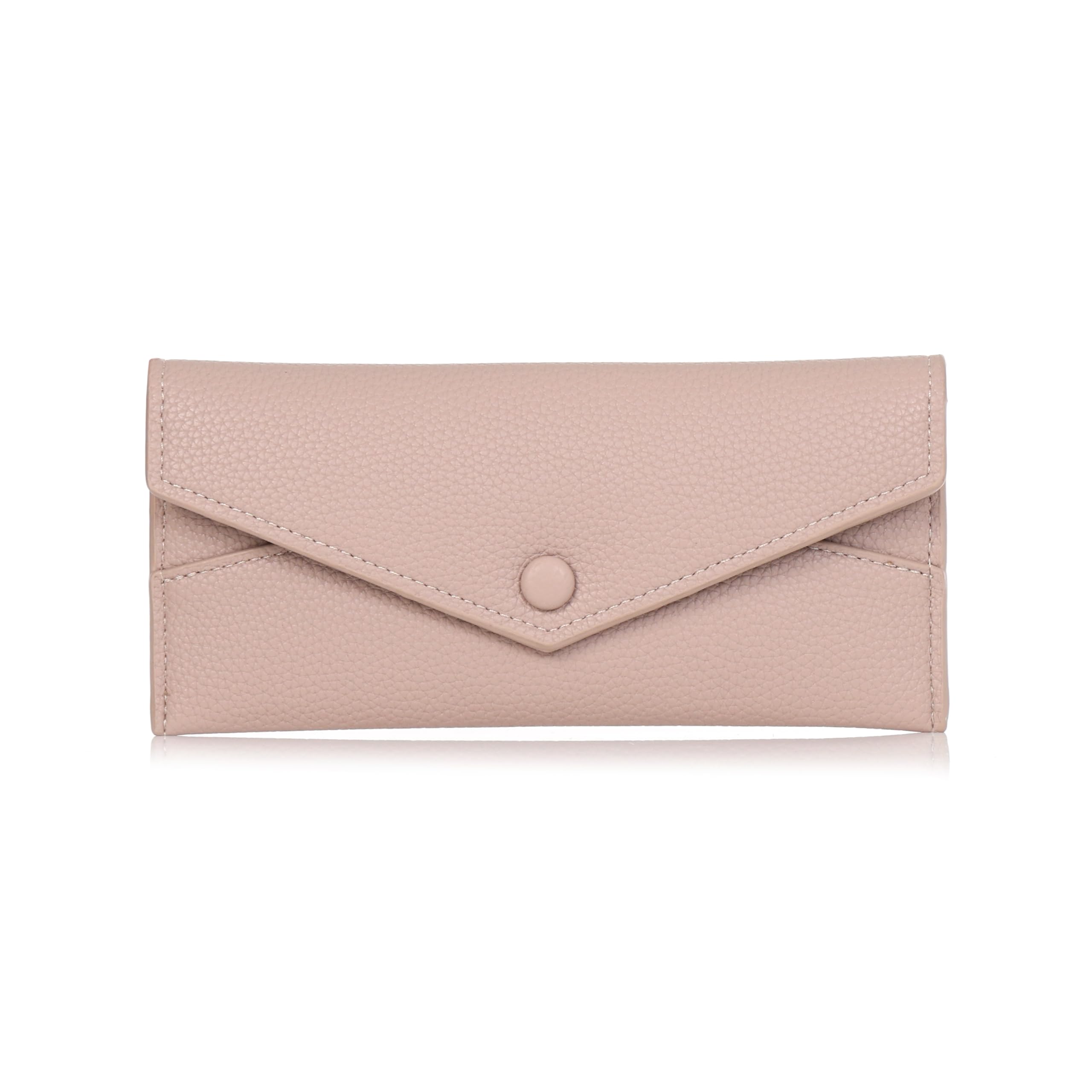 abbana Women’s Small Wallet – Premium Vegan Leather Slim Clutch with Button Closure | Stylish Compact Purse with 1 Compartment & 1 Pocket | Lightweight Everyday Wallet for Women Color-Beige-picture-14