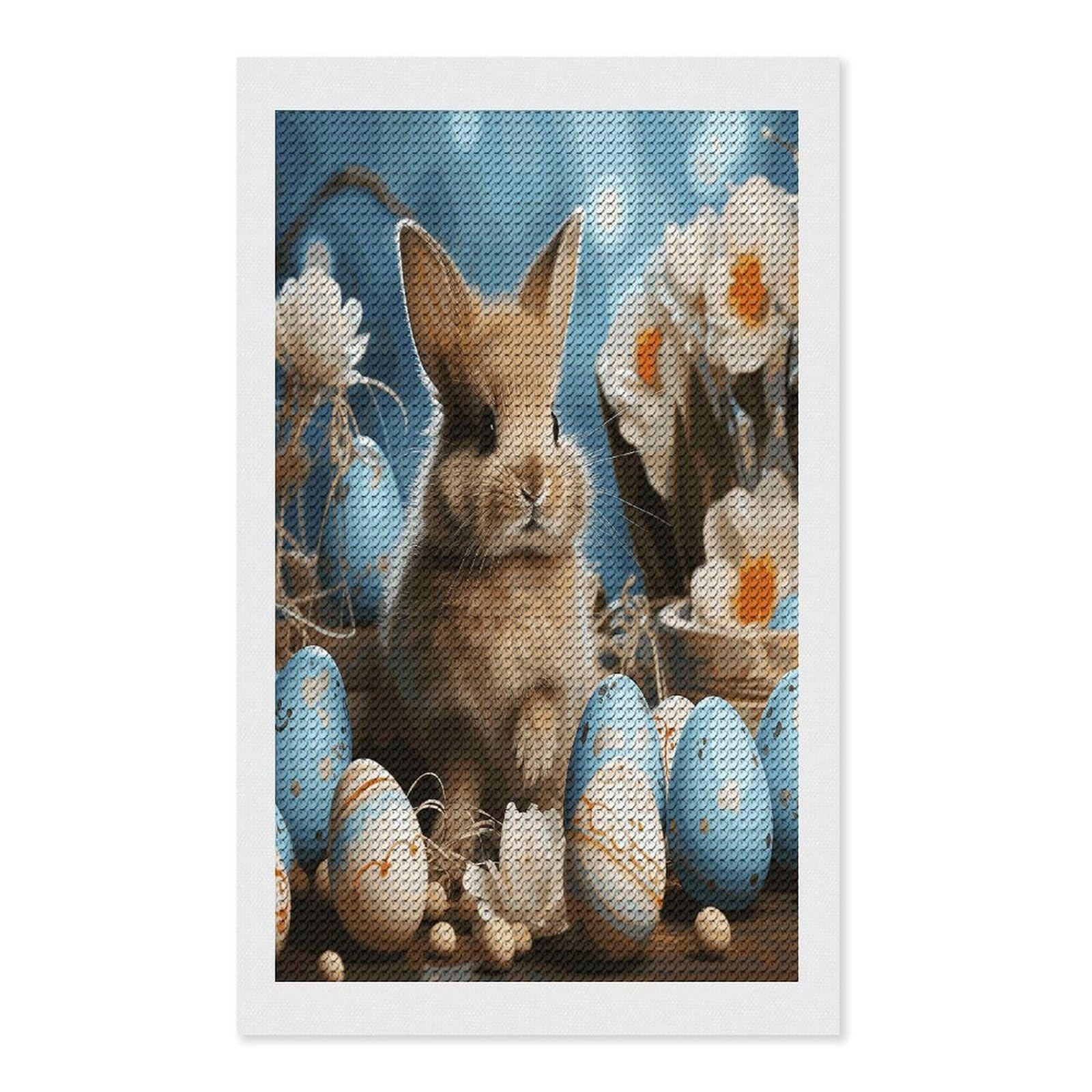 FekiLoot Cute Easter Eggs Rabbit Diamond Art Kits for Adults Diamond Painting Kits for Beginners DIY Diamond Art Kits Round Full Drill Diamond Dot Gem Painting for Home Wall Decor Gift 12"x20"
