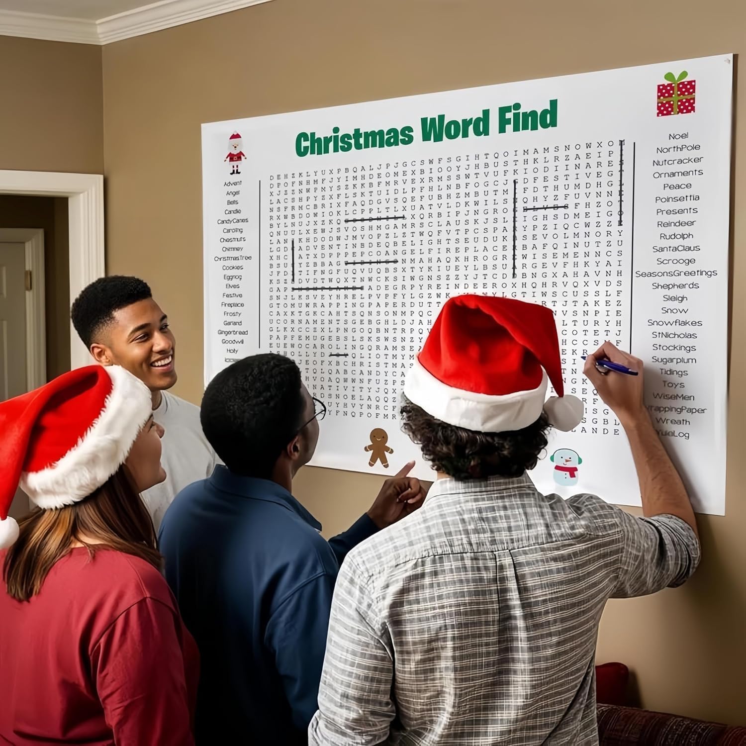 TREELYWOOD Jumbo Thanksgiving Word Search Poster – Giant 31.5"x20" Wall Game, Poster-Size Word Search, Giant Thanksgiving Activity Posters for Families (christmas) - Image 5
