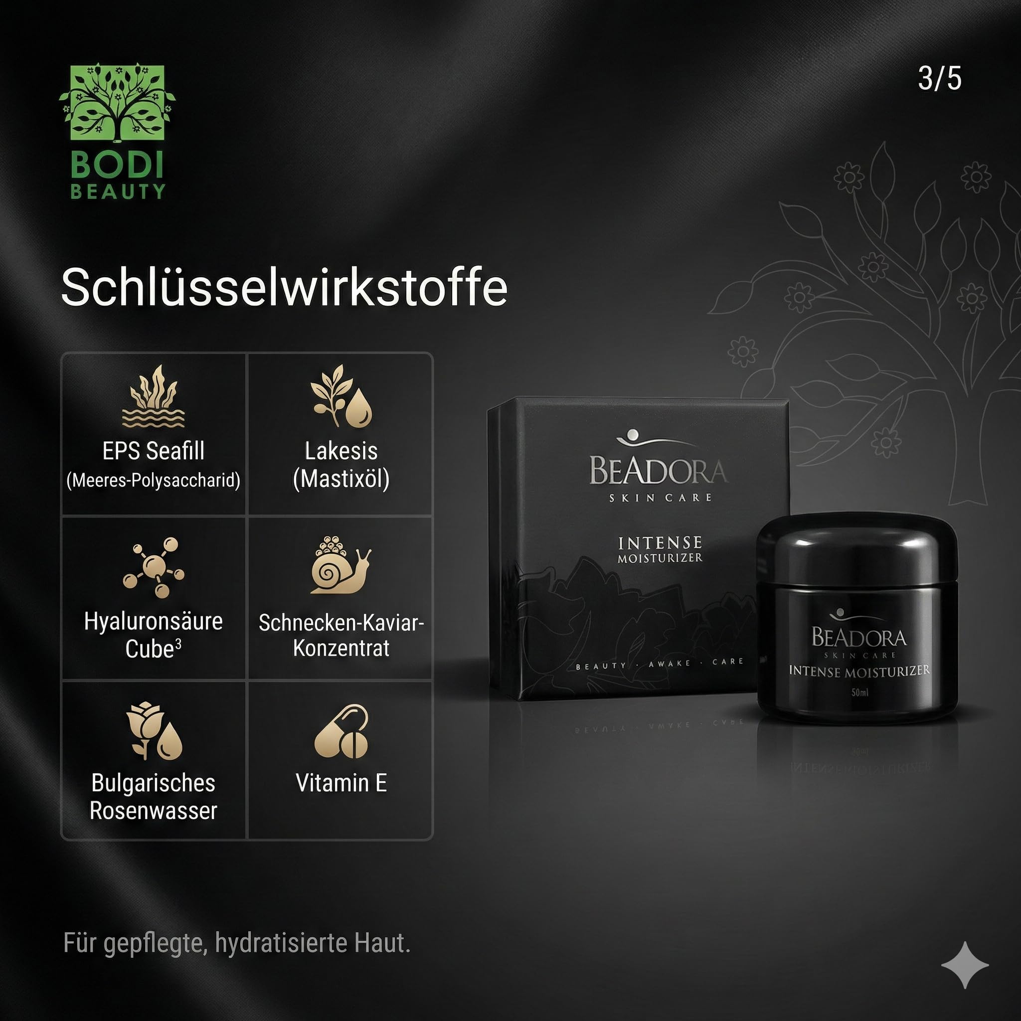 BeAdora Tagescreme 50 ml mit Hyaluron & Schnecken-Kaviar | Intensive Feuchtigkeit den ganzen Tag – pflegt trockene Haut spürbar geschmeidig und schenkt ein frisches Hautgefühl