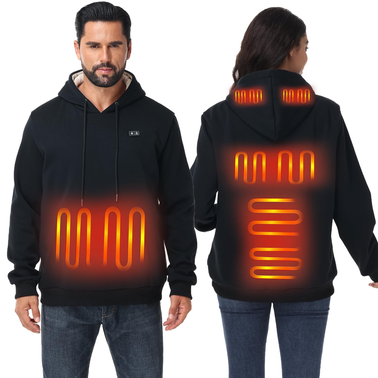 Loowoko Sudadera con Capucha calefactable Unisex con Power Bank 10000 mAh – 3 Niveles de Temperatura + 6 Zonas de Calor – Lavable – para Trabajo Exterior, Moto, Paseos
