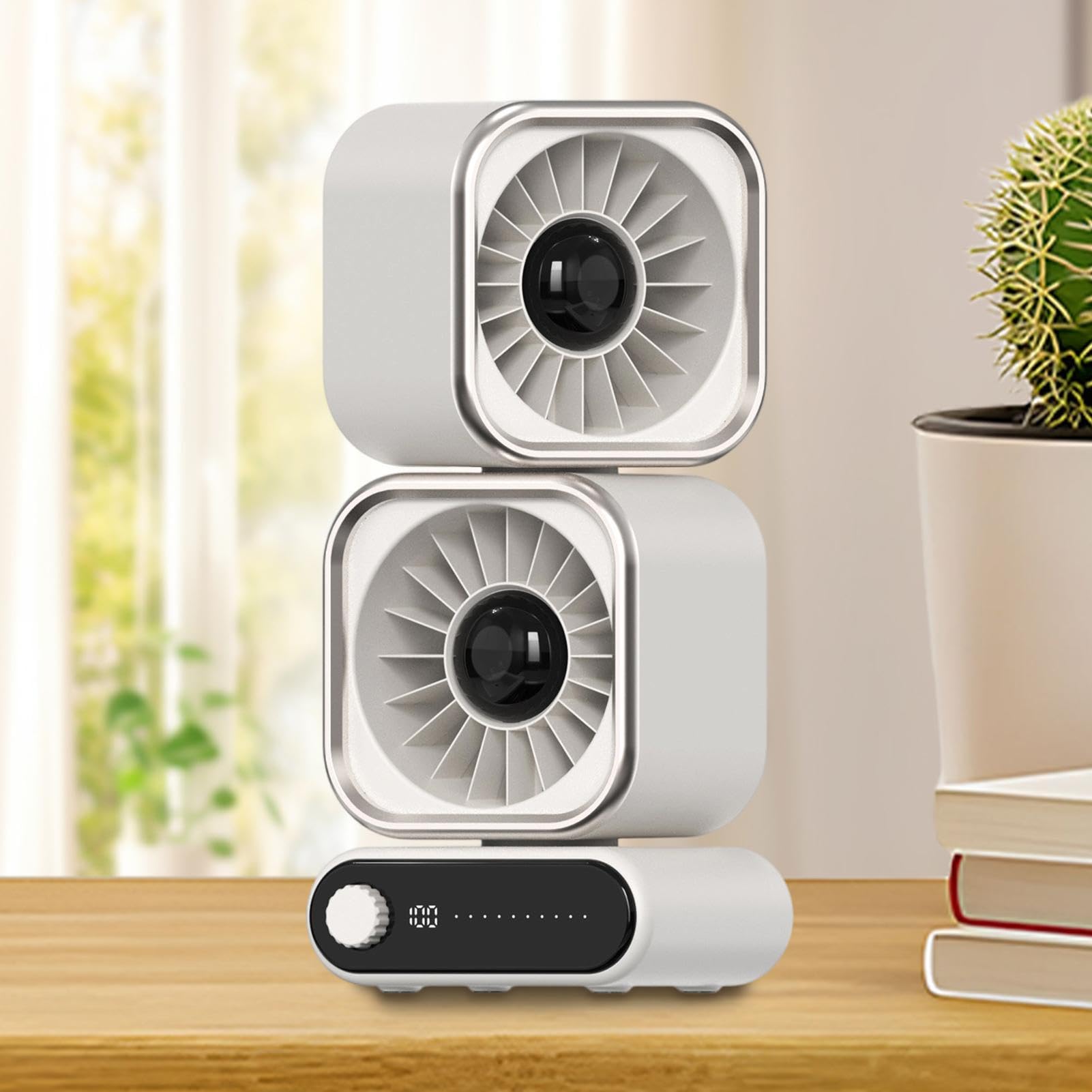 Ventilatore da scrivania silenzioso - 100 Velocità Doppia Testa Auto Oscillante,Ventilatore Da Scrivania Silenzioso E Ricaricabile - Per Casa Camera Da Soggiorno Appartamento Dormitorio Aula Scuola Uf