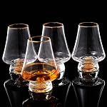 DUJUST Elegant Curvaceous Whiskey Glasses Set of 4 (7oz), Crystal Whisky Glass with 24K Gold Leaf Flakes, ONE of A Kind, Luxury Glass for Brandy/Bourbon/Tequila, BPA-Free & Lead-Free