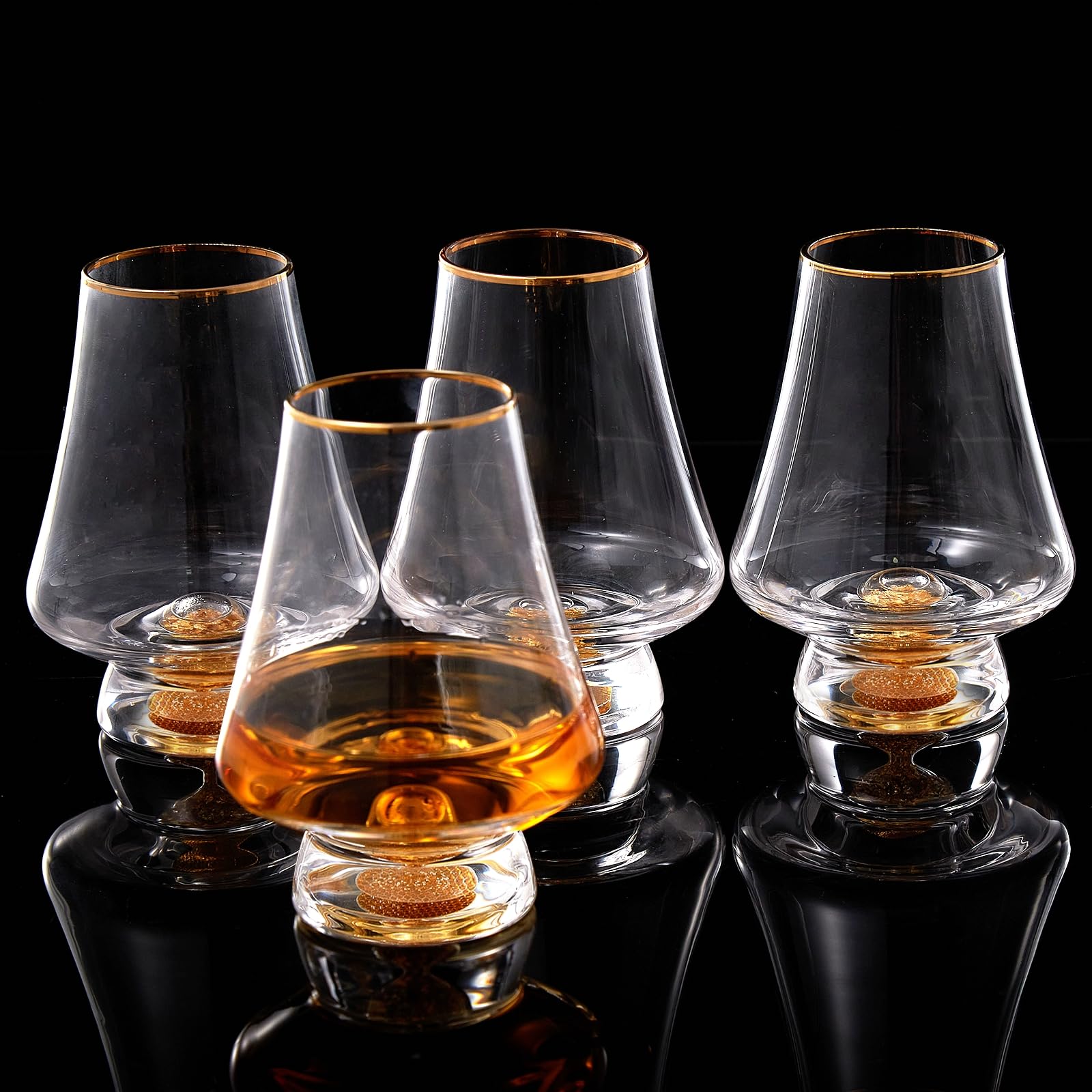 DUJUST Snifter Glasses with Gold Flakes
