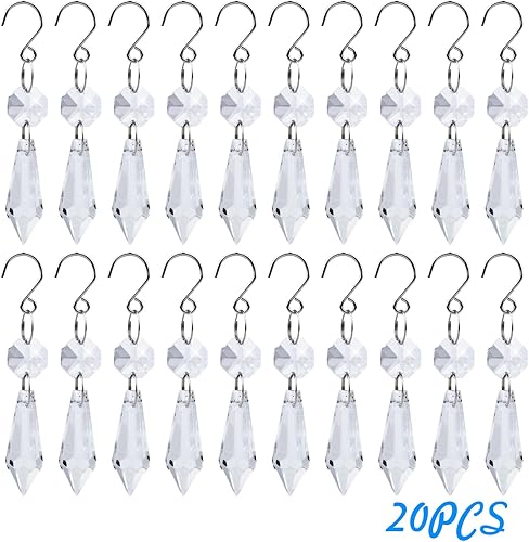 Miniatura 2 de JMKTOOL 20 piezas de candelabros transparentes con cristales de carámbanos, prismas colgantes de cuentas de cristal, adornos de repuesto con ganchos