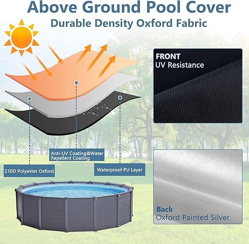 Miniatura 4 de BWOGUE Cubierta redonda de piscina de 6 pies, cubiertas de piscina para piscinas sobre el suelo con cordón y clavos de tierra, cubierta redonda