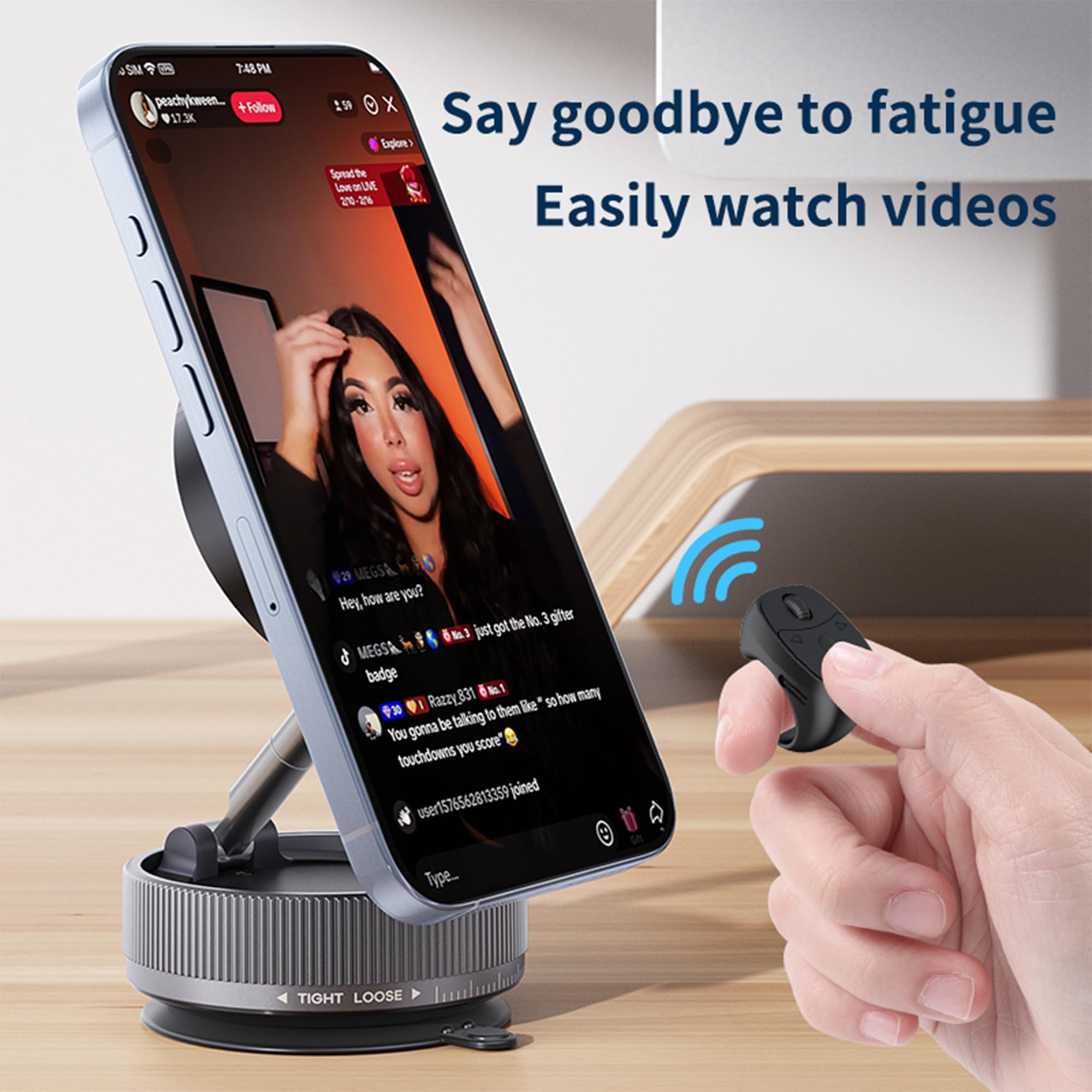 Anillo de desplazamiento remoto para video, control remoto de cámara Bluetooth, anillo inalámbrico para iPhone, Android, manos libres, grabación de video y control remoto de música