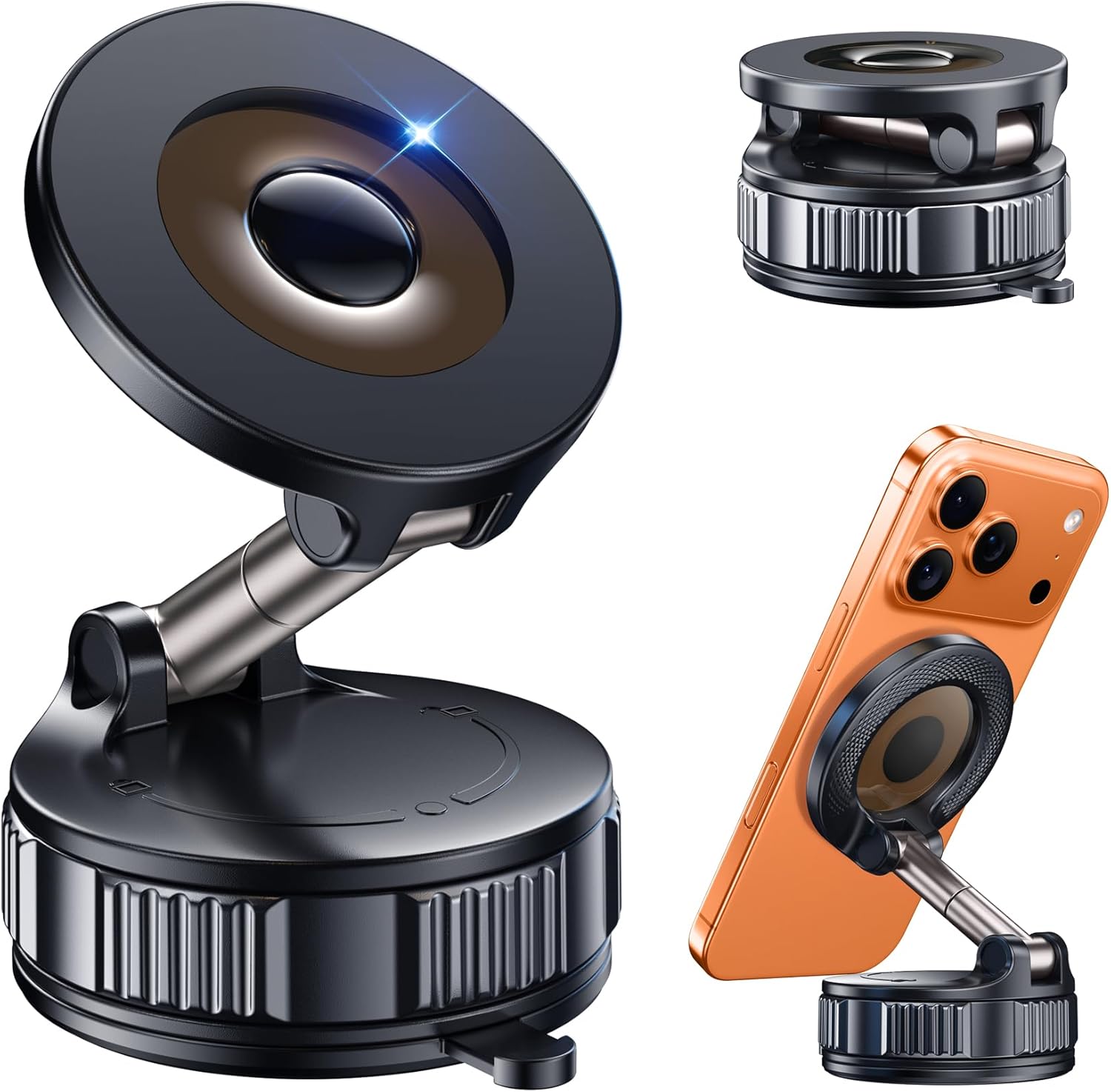 car phone holder for magsafe - vacuum magnetic suction phone holder mount with 360° adjustable stand car accessories for car/gym/mirror/smooth surface ,travel essentials for iphone 17/16/15/14/13/12