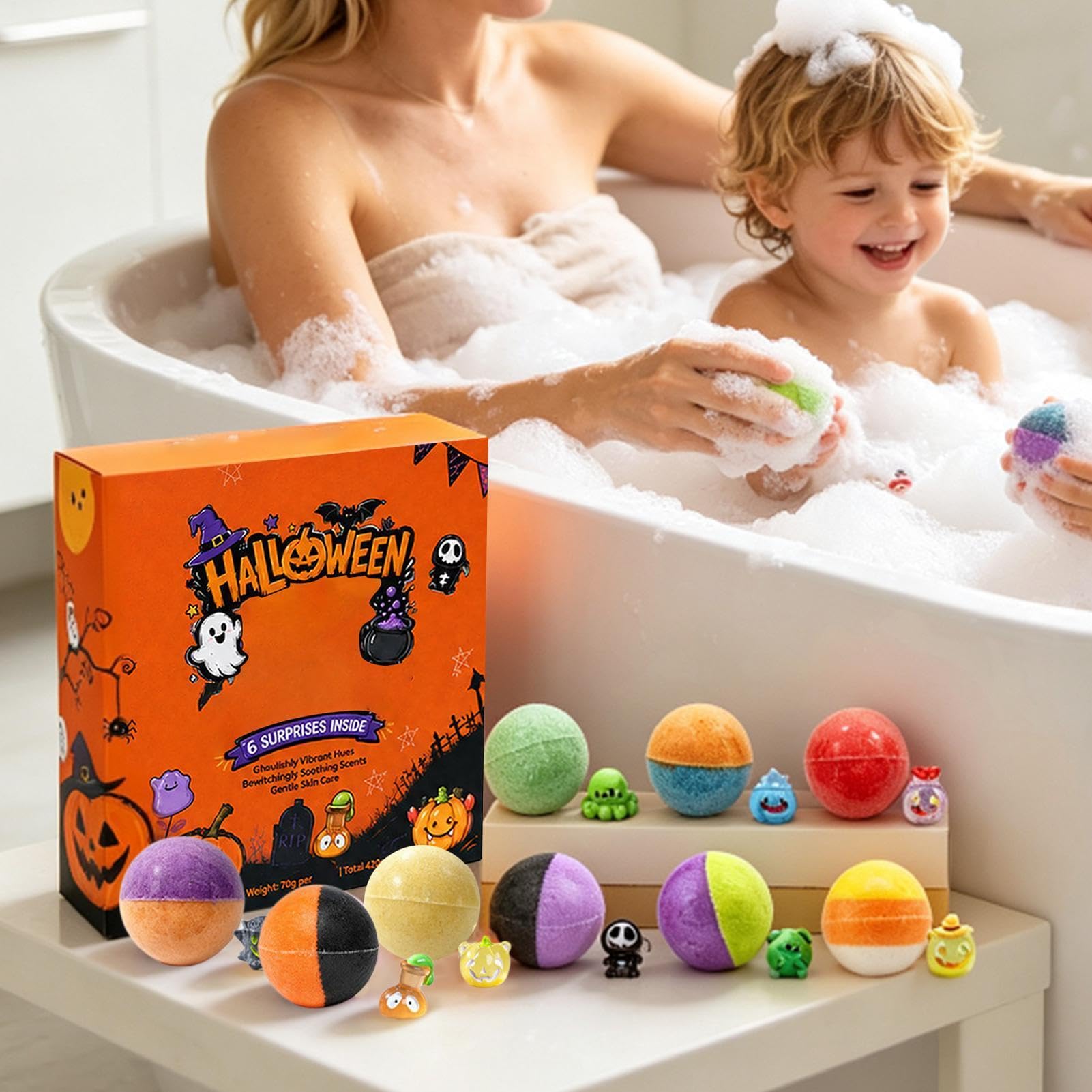 Badekugeln für Kinder 9er Set Halloween Beruhigende Duft Badesprudel