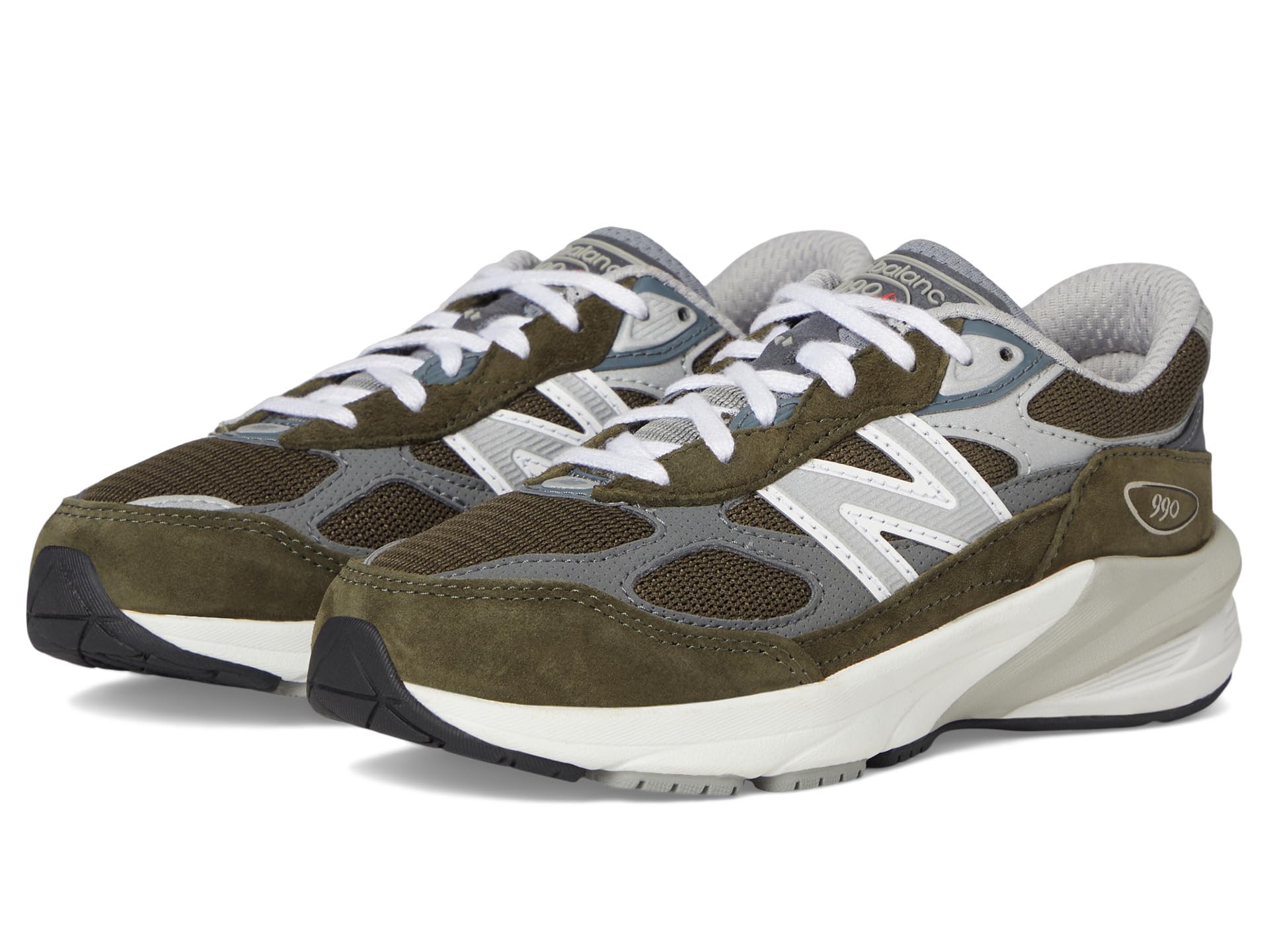 New Balance Kid's FuelCell 990 V6 Lace-Up Sneaker, Olive/Grey, 12 XW Little Kid