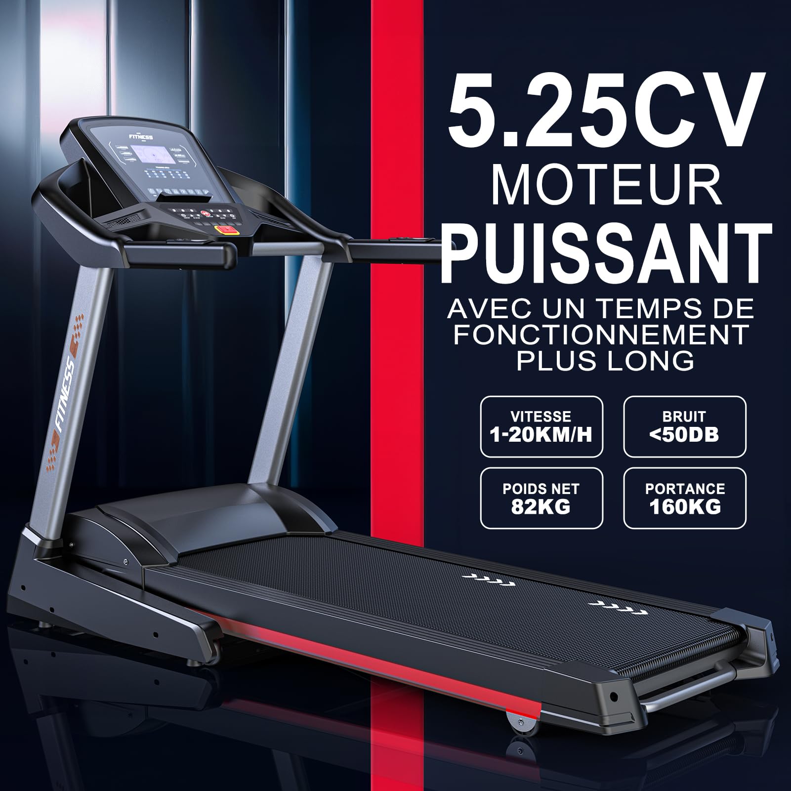 Fitness Maison Tapis De Course Pliable CharonFit T300 12 Km/h