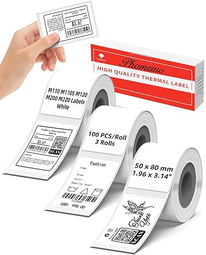M110 Labels M220 - Papel de etiquetas M220 de 1.96 x 3.14 pulgadas para etiquetas térmicas M220 M110 M120 M200 M221 - Compatible con etiquetadora