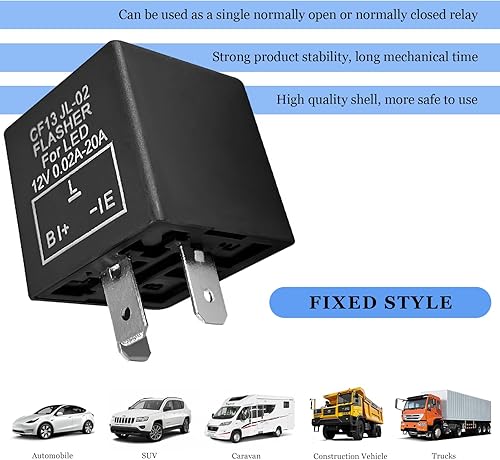 Miniatura 3 de Relé de intermitente electrónico CF13 EP34 de 3 pines, CF13 JL-02 12V LED intermitente relé intermitente, luz de señal de giro universal Falsher