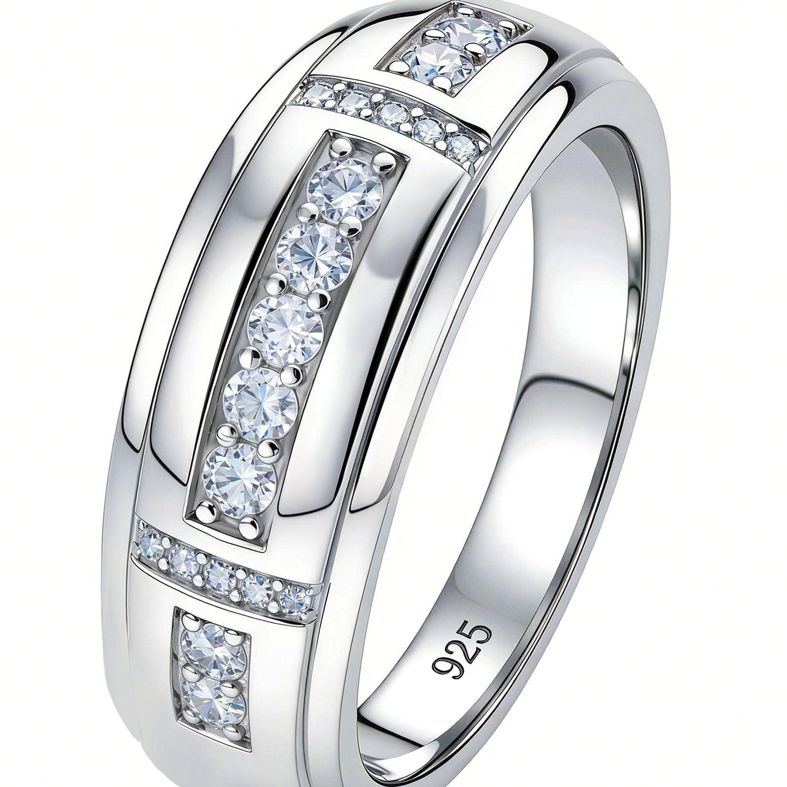 Moissanite Mens Wedding Band