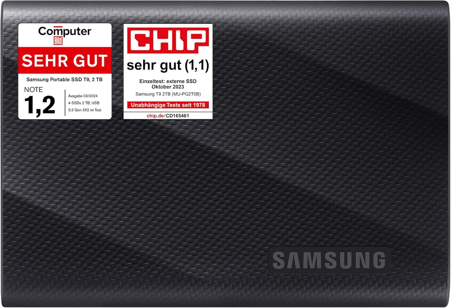 Samsung MU-PG2T0B/EU Portable SSD T9, 2TB, 2000MB/s Read, 2000MB/s Write, USB 3.2 Gen.2x2, External Hard Drive for Professional Users, Compatible with Mac, PC, Smartphone and 12K Cameras