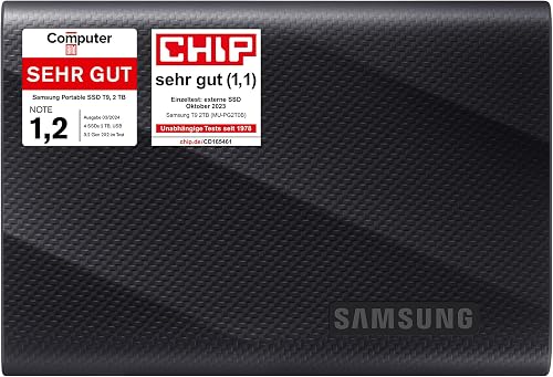 Samsung T9 Portable SSD 2TB, Up to 2,000MB/s, USB 3.2 Gen 2x2 External Solid State Drive, Up to 3 m drop resistant, for Creative professionals, YouTubers, Content creators, Mac compatible, MU-PG2T0B - 1