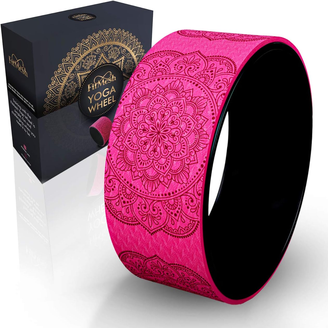 Yoga Wheel for Back Pain - Strong and Durable Mandala Printed Foam Roller for Physical Therapy & Exercise, Deep Tissue Massage, Spine and Body Stretch, Muscle Strength and Flexibility