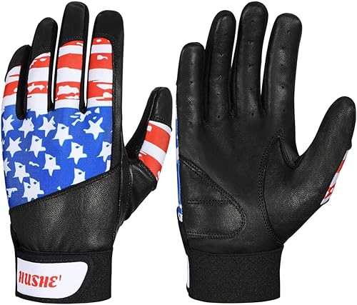Miniatura 2 de Hushe' Guantes de bateo de béisbol con la bandera estadounidense, guantes de bateo de sóftbol, guantes de bateo de béisbol con bandera de EE. UU.,