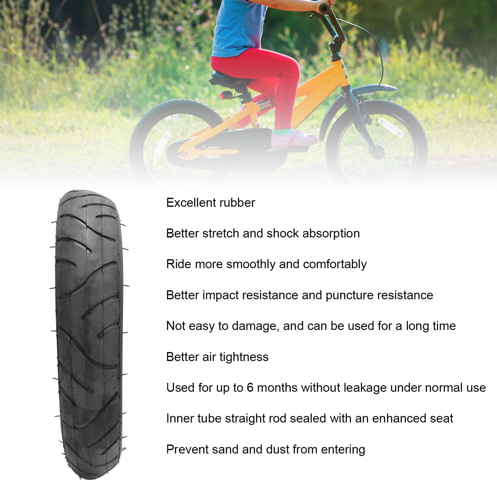 Tire de Vélo pour Enfants, 280x65‑203, Kit Pneu et Jante pour Bébé, Poussette, Vélo, Tricycle, et plus