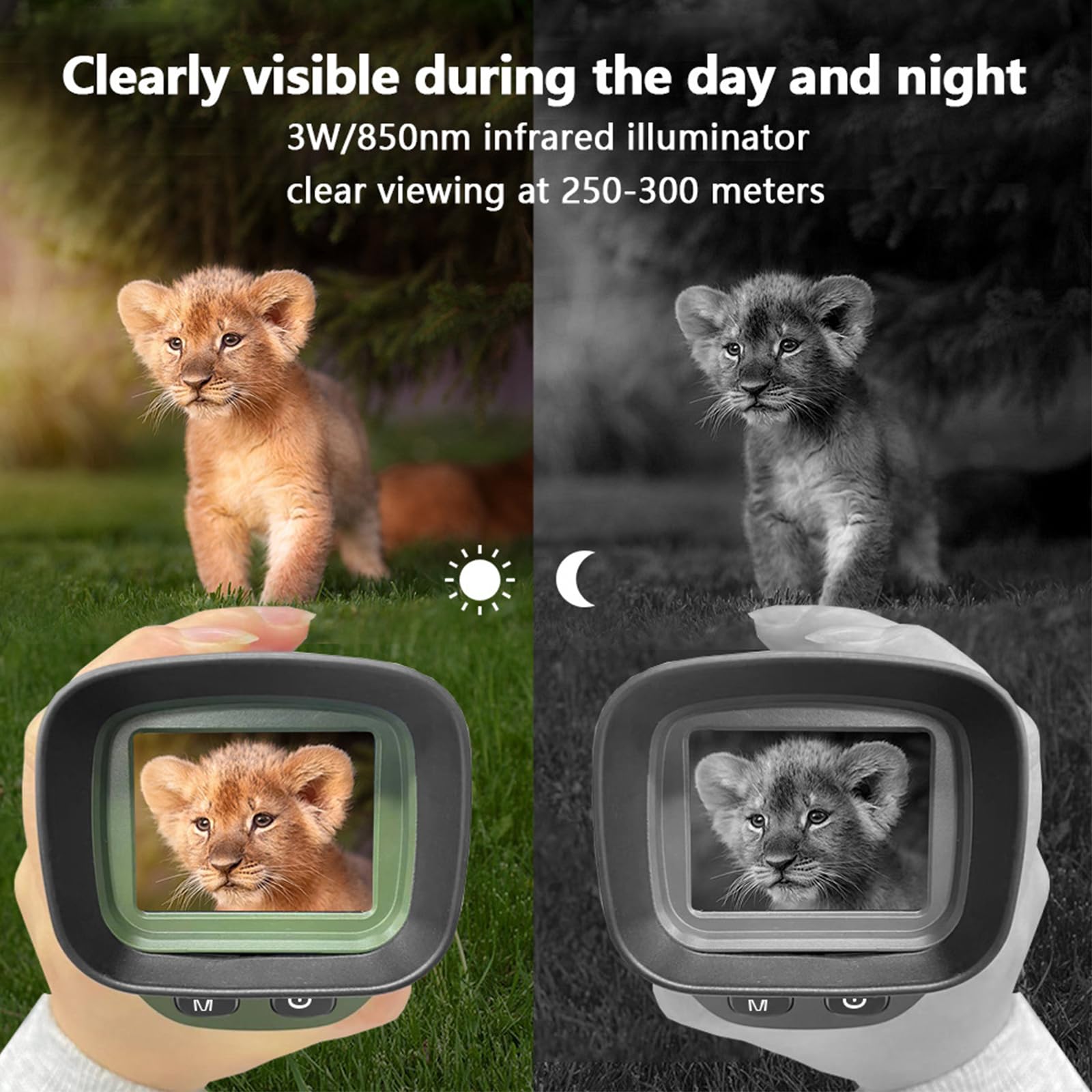 Visor Nocturno, Telescopio Monocular Infrarrojo Digital 4K,Gafas Infrarrojos Visión Nocturna Monocular, Telescopio portátil, 410m Rango de Detección, para Caza y Observación de Fauna(Color:Verde)