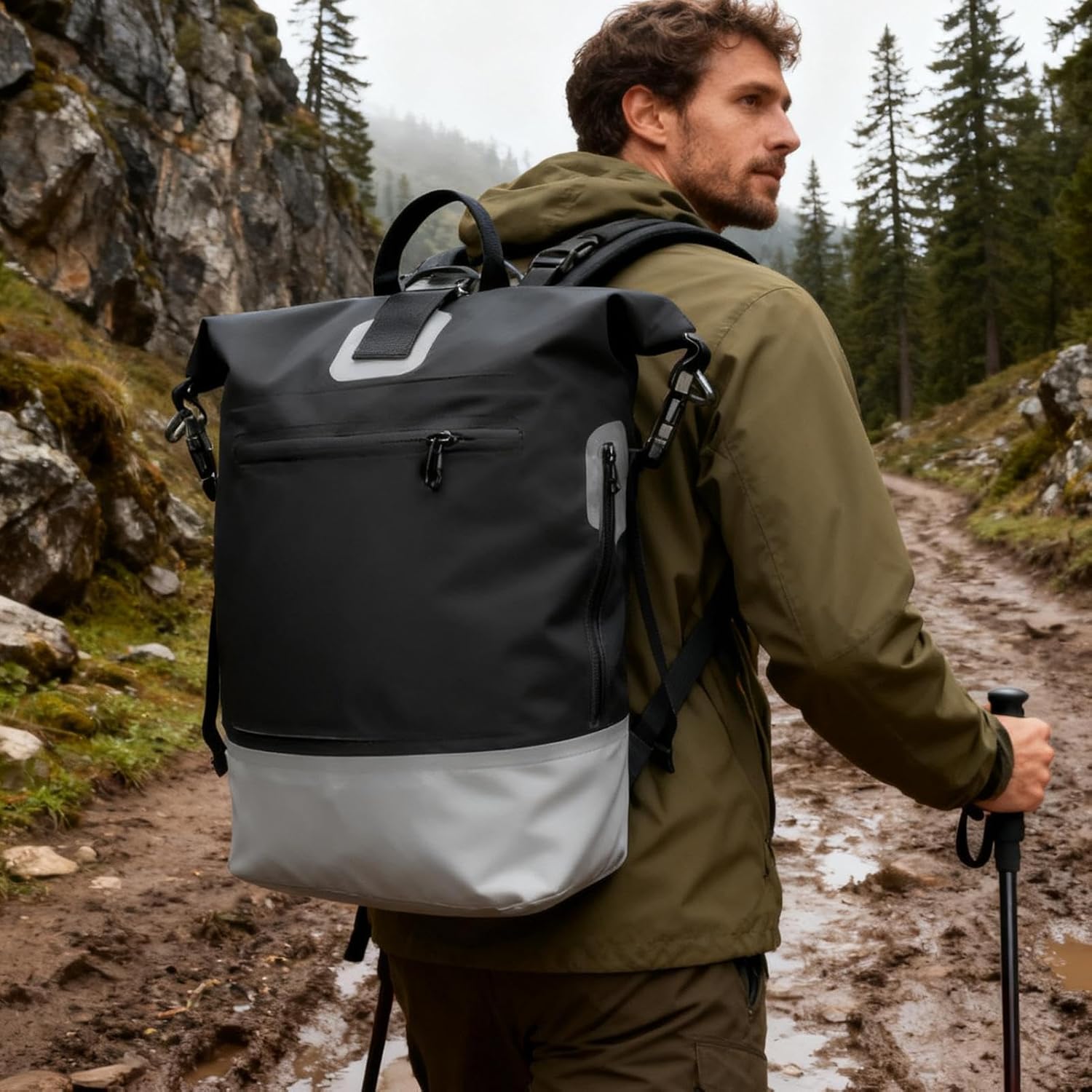 ダッフルバックパック、25Lロールトップクロージャーアウトドアバッグ | トラベルバックパック | メンズ キャンプ 登山 トレッキ