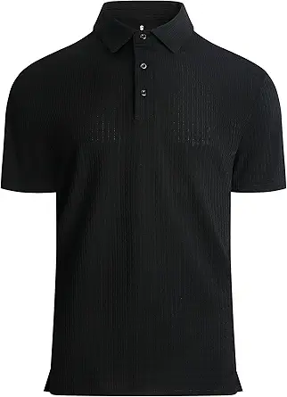 Alex Vando Mens Bubble Jacquard Polo Shirt Super Stretch Short Sleeve Polo Shirts for Men