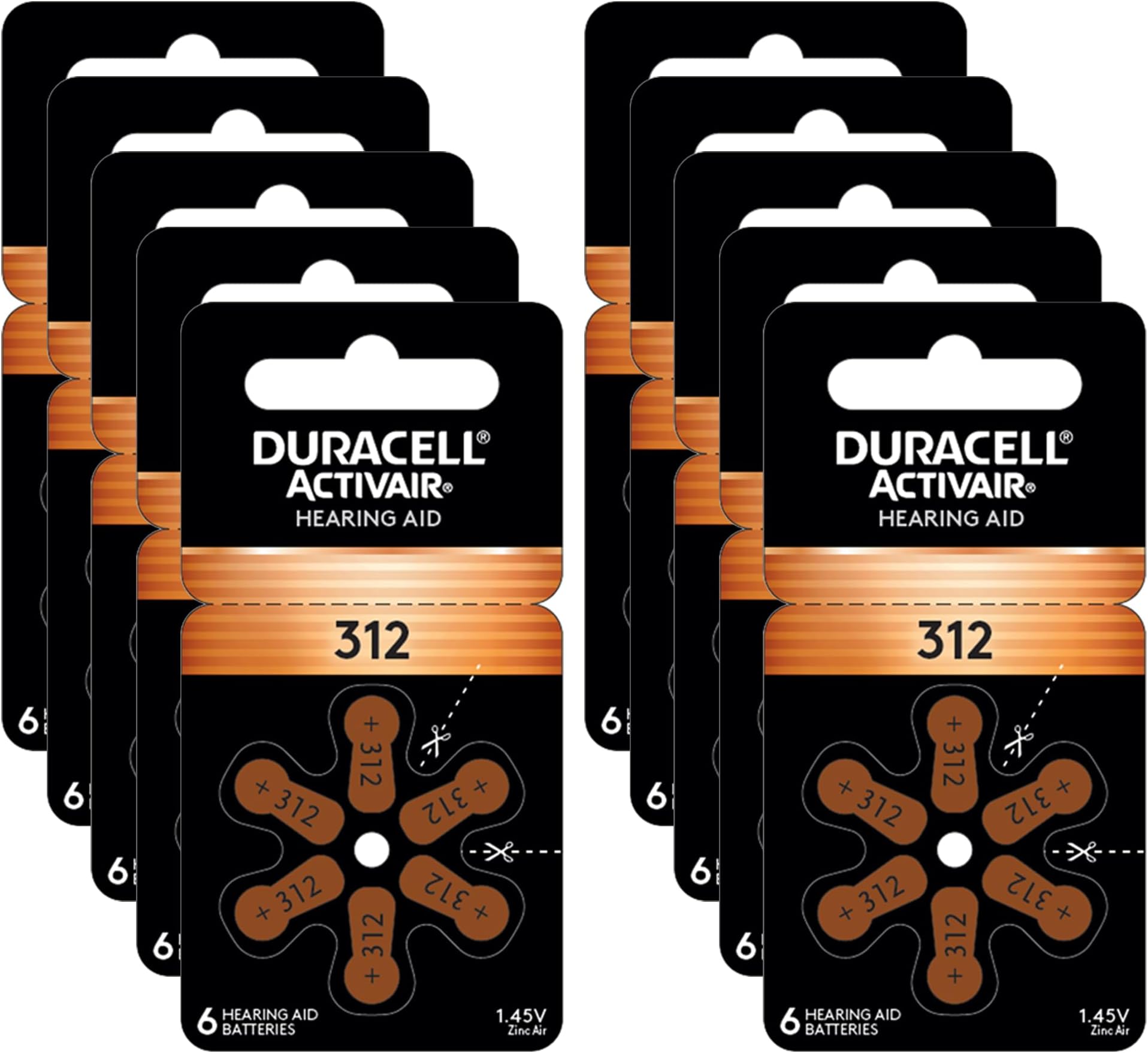 DURACELL ACTIVAIR EASYTAB HEARING AID BATTERY SIZE 312