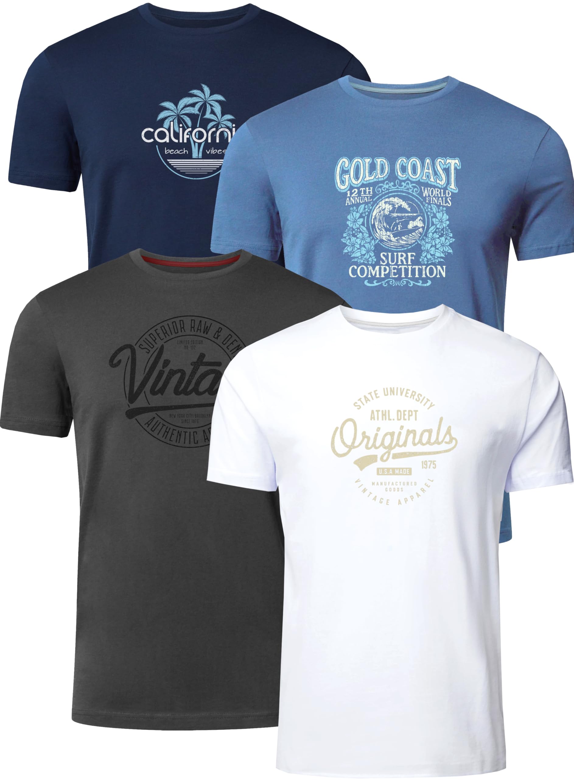 FULL TIME SPORTS Herren T-Shirt 4er Set Pack PRINT-001-PACK-2-S