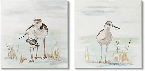 Stupell Industries Sandpipers Among Beach Grasses 2pc Canvas Wall Art Set, Design by Patricia Pinto