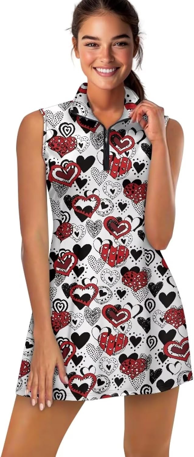 YEXIATODO Womens Tennis Golf Dress with Shorts Sleeveless Collar Neck Active Exercise Workout Sports Exercise Dresses