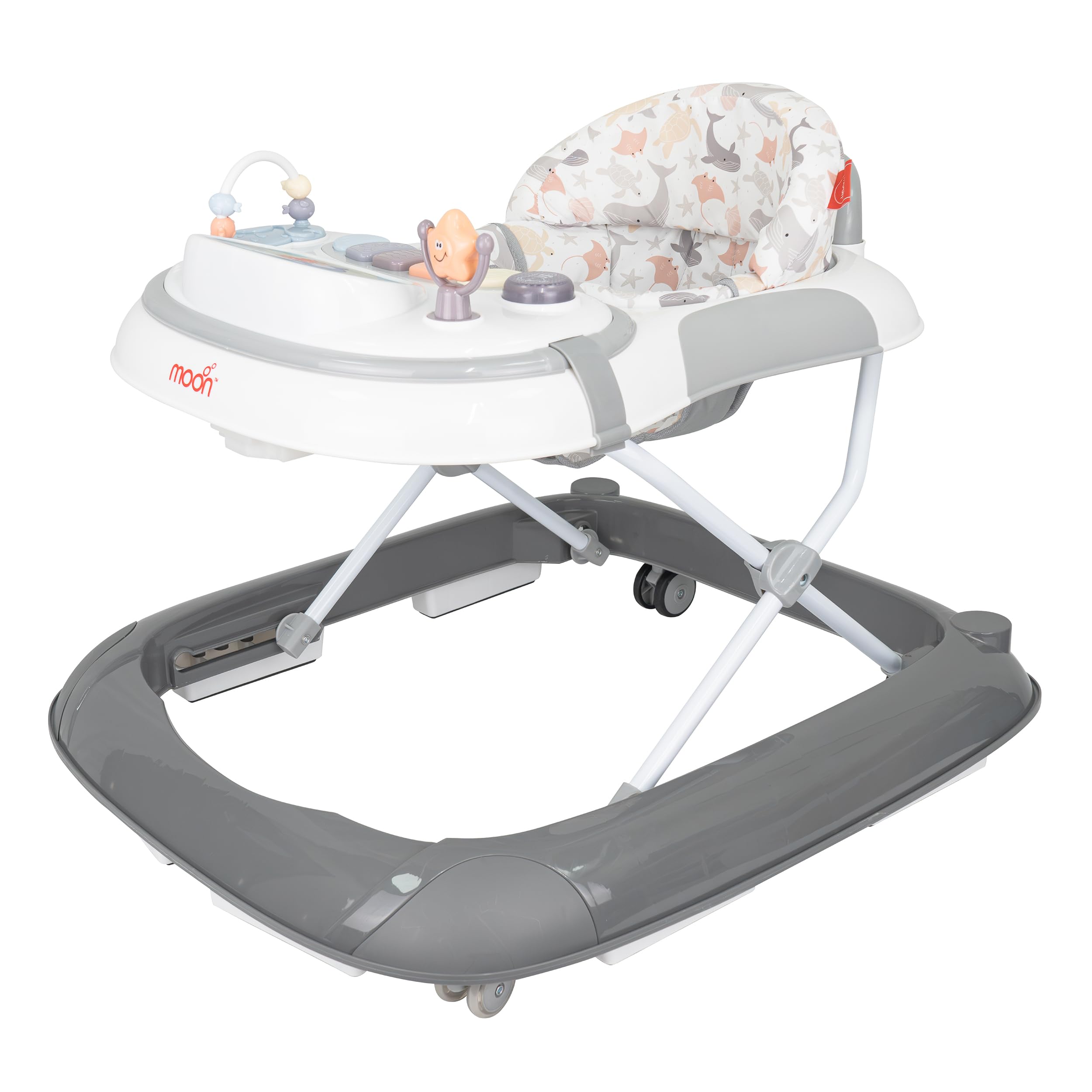 The Moon Brand Pace Height Adjustable Baby/Child Walker With Music And Toys Play Tray-(From 6 Months To 18 Months)-Grey