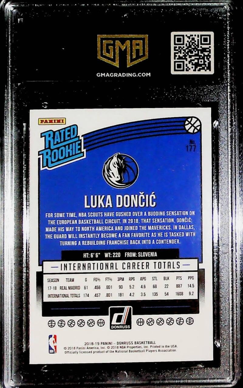 2018-19 Donruss Rated Rookie #177 Luka Doncic RC Dallas Mavericks Graded NM-MT+ GMA 8.5 Official NBA Basketball Trading Cards by Panini America (Serial Numbers May Vary)
