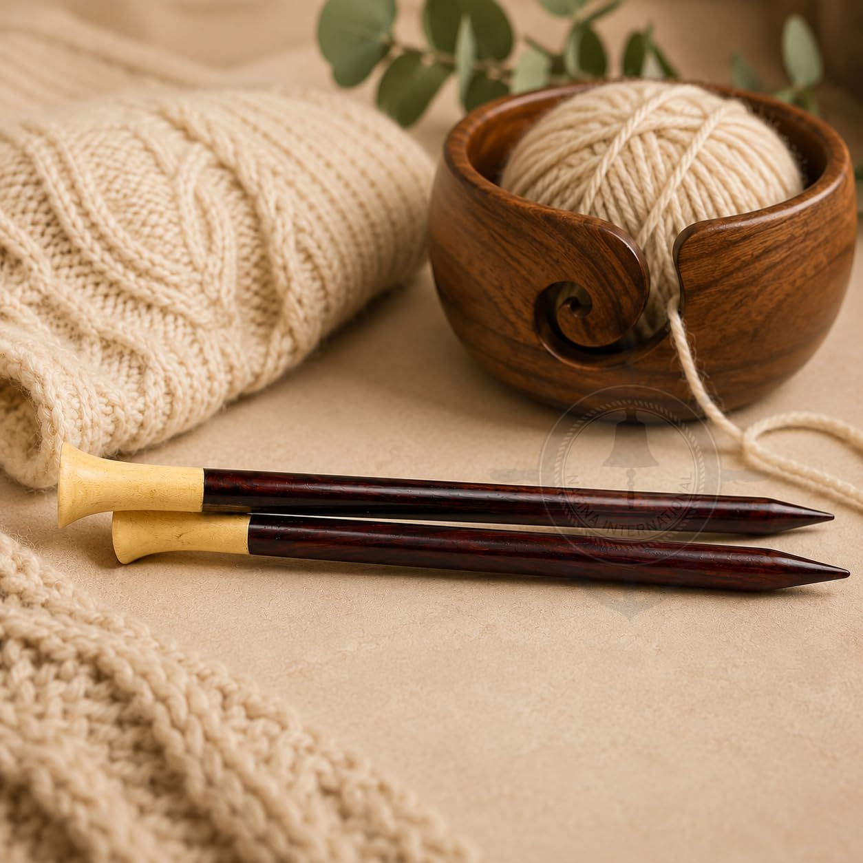 US Size 11-14" Rosewood & Maple Crafted Premium Yarn Knitting Needles | Stitching Accessories & Supplies | Nagina International (Maple Head, 8mm)-image-0