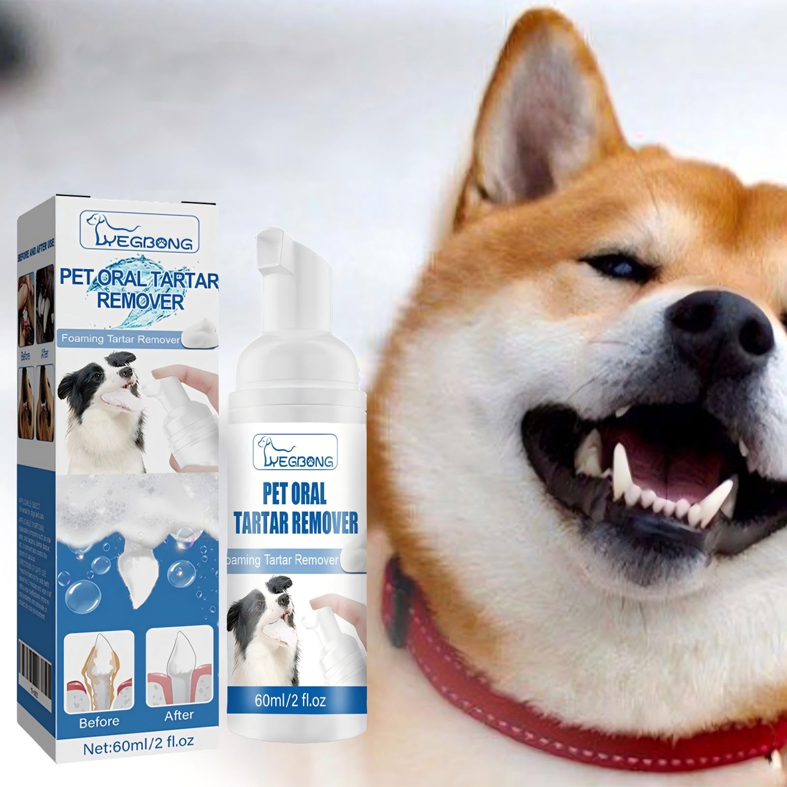 Reonnalddo Tartar Remover For Dog Natural Dental Care Solution Foam Remove Calculus Reduce Tartar Plaque Buildup Pets Oral Cleaning Product (2PCS)