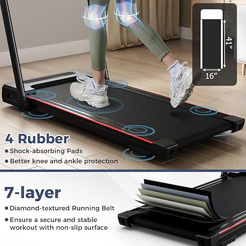 Miniatura 9 de GYMAX Cinta de correr con escritorio, caminadora 3 en 1 para debajo del escritorio, almohadilla para caminar con escritorio extraíble, monitor LED,