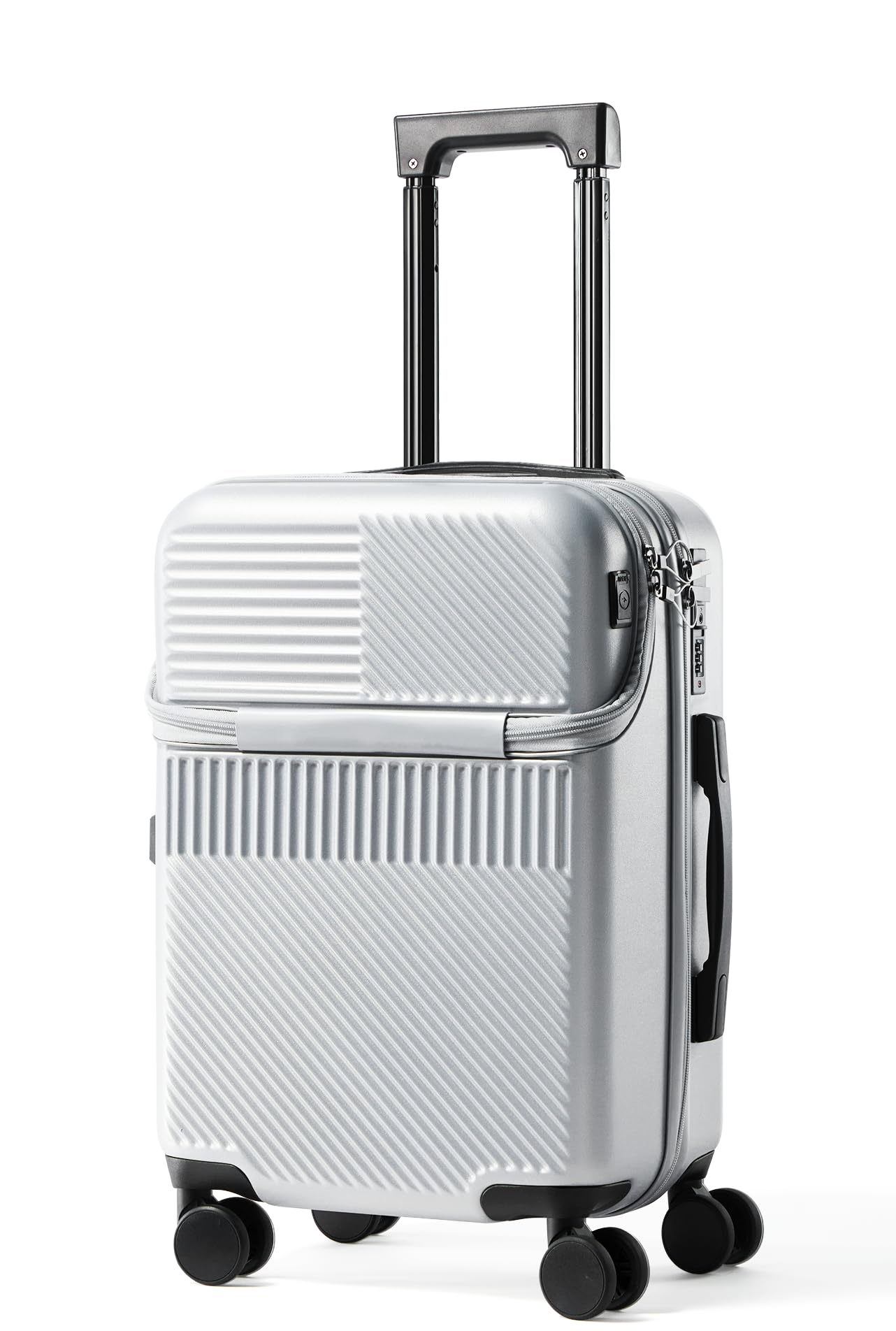 UrbanExplorer 20 Inch Carry-On Luggage with Front Opening Cup Holder USB Port Lightweight ABS PC Hardshell Spinner Suitcase