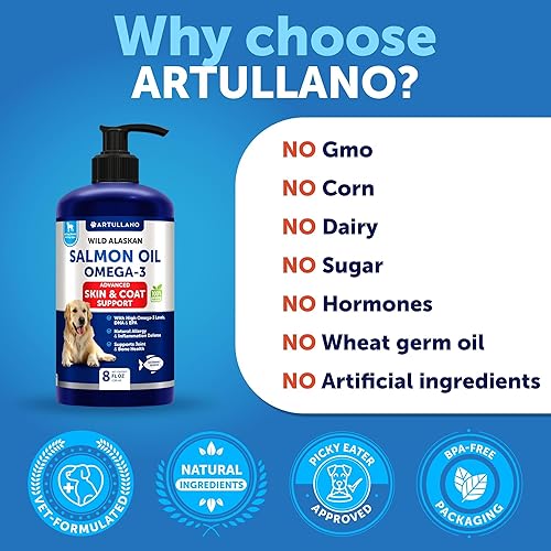 Miniatura 6 de Aceite de salmón silvestre de Alaska para perros, aceite de salmón para piel y pelaje de perros, aceite de salmón líquido para alimentos, aceite de
