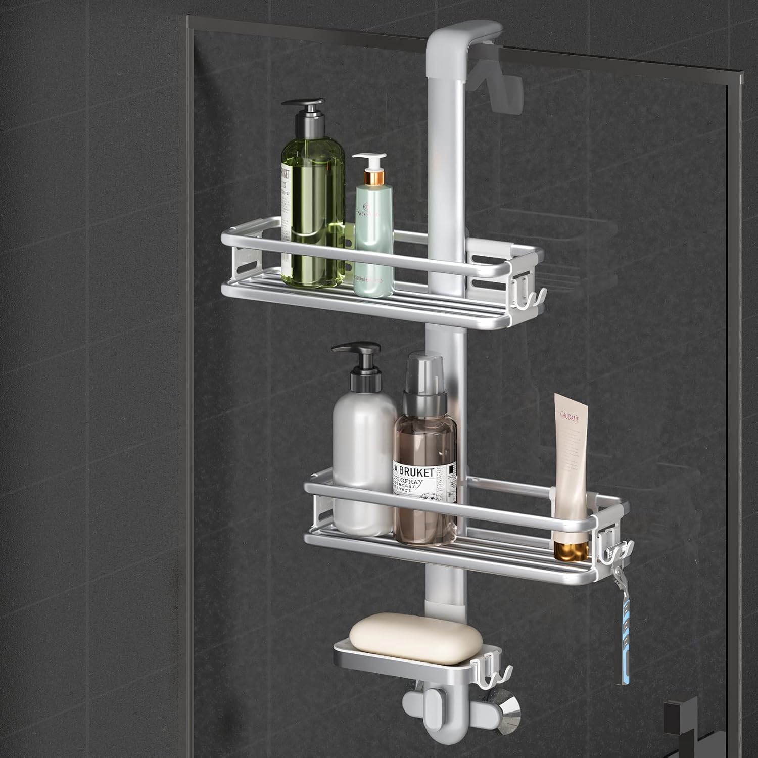 Over the Door Shower Caddy，3 Tier Aluminum Bathroom Hanging