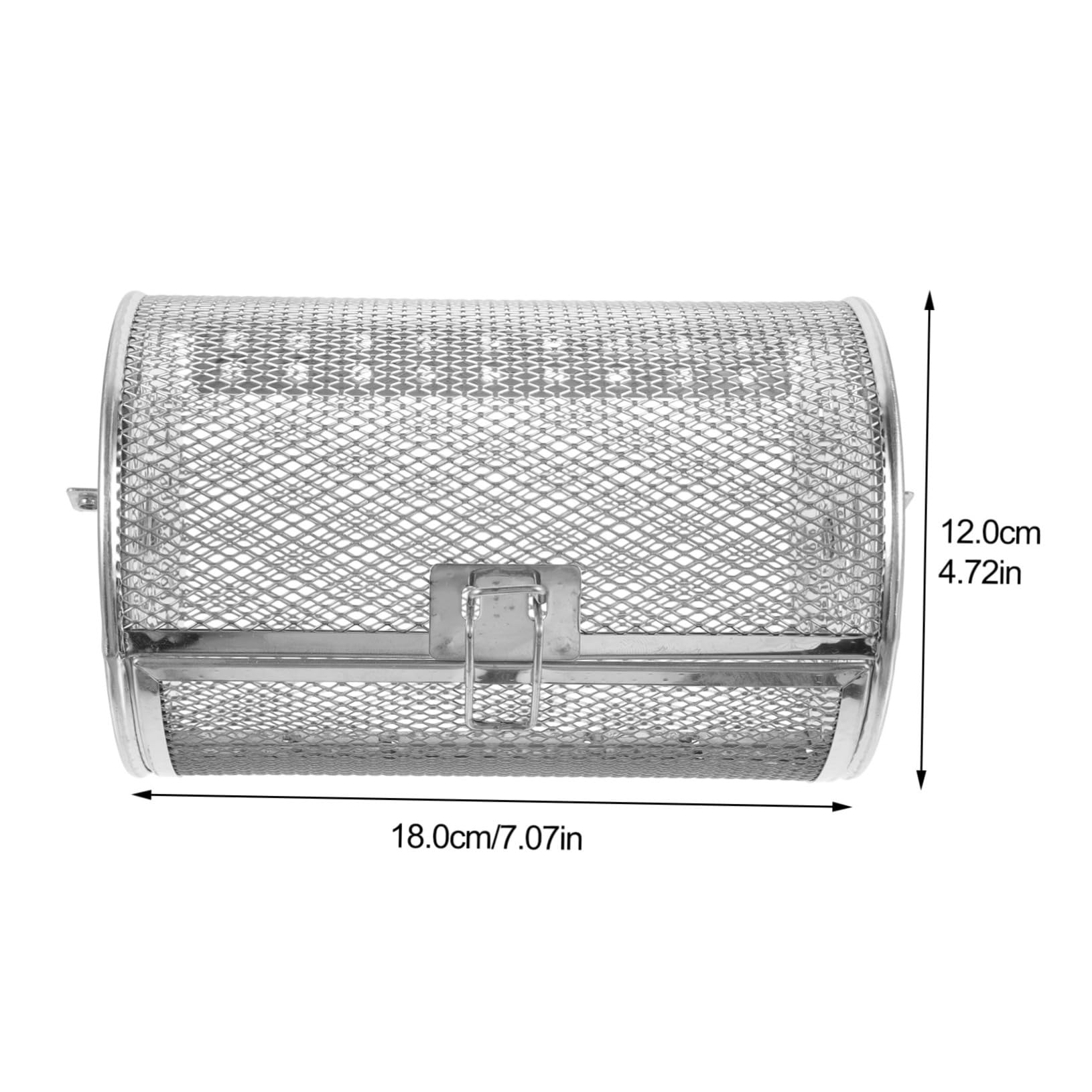 Abaodam 1 Set Stainless Steel Rotary Grill Roaster Versatile Vegetable Grill Basket with Opening Design for Access for Baking Nuts and Meats for Picnics and Gatherings Random Color