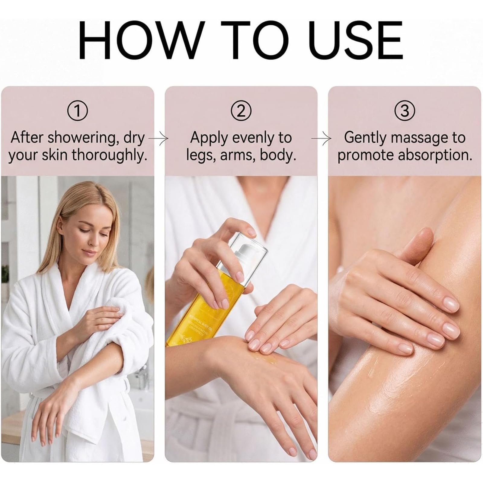 Pflanzliches Körperöl, Leichtes, Nicht Fettendes, Feuchtigkeitsspendendes Bio-Öl, Verbessert Die Hautstruktur Für Ein Glatteres Hautbild Und Mildert Cellulite, Ideal Für Trockene Haut (5pcs)
