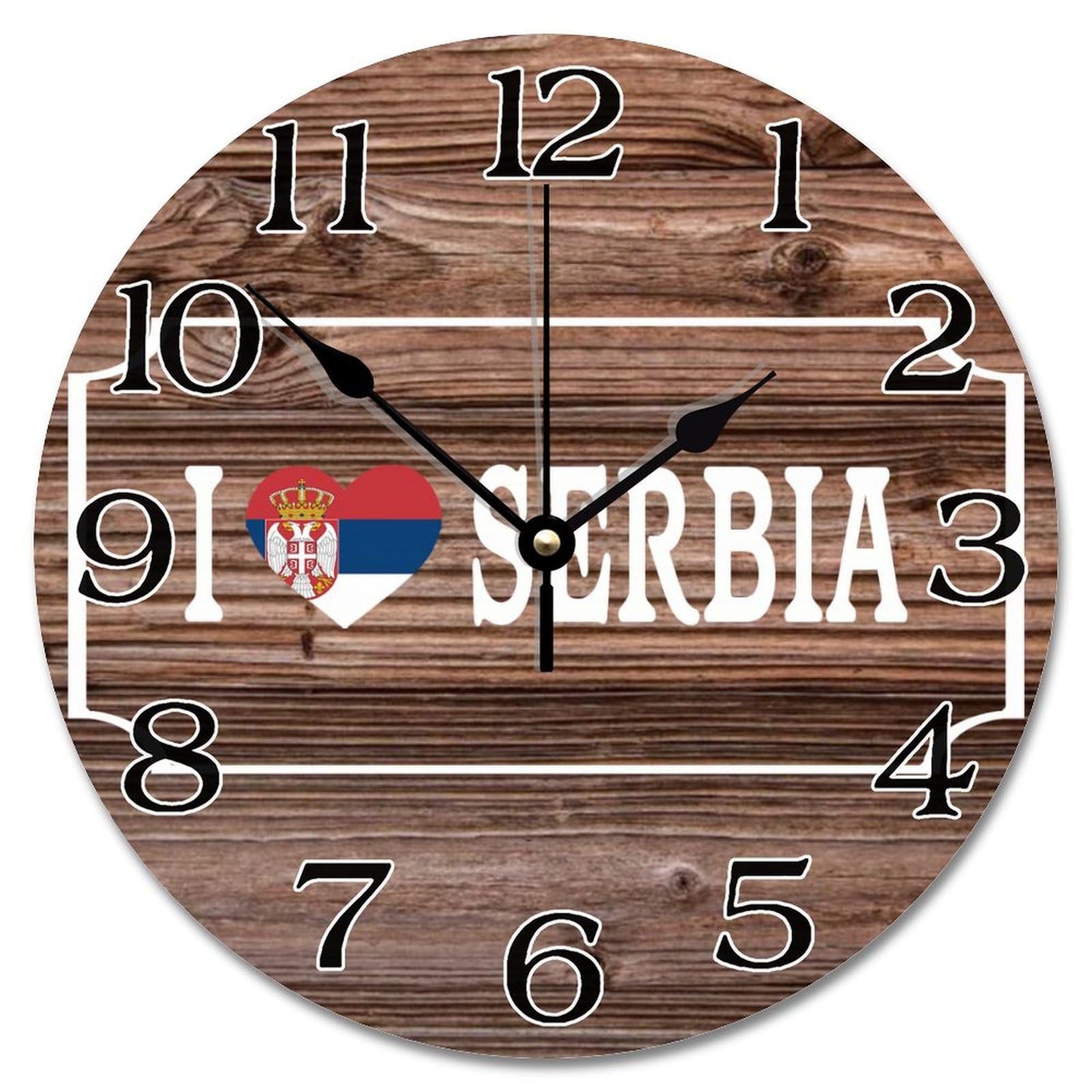 Horloge murale de ferme Serbie vintage silencieuse de 25,4 cm