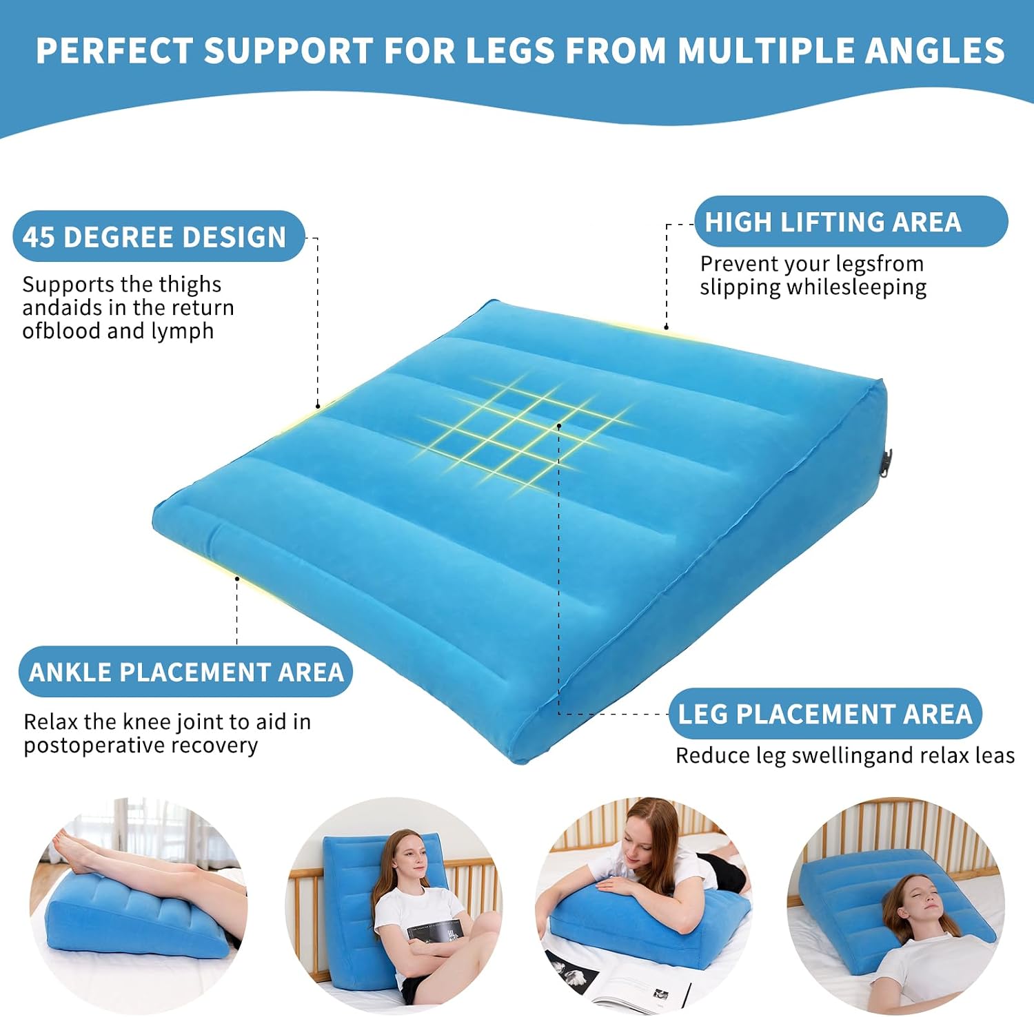 Wedge Pillow for Sleeping, Triangle Pillow Portable Travel Wedge Pillows for Improving Circulataion and Reducing Swelling,Suitable for Sleeping,Pregnant,Surgery and Injury Recovery