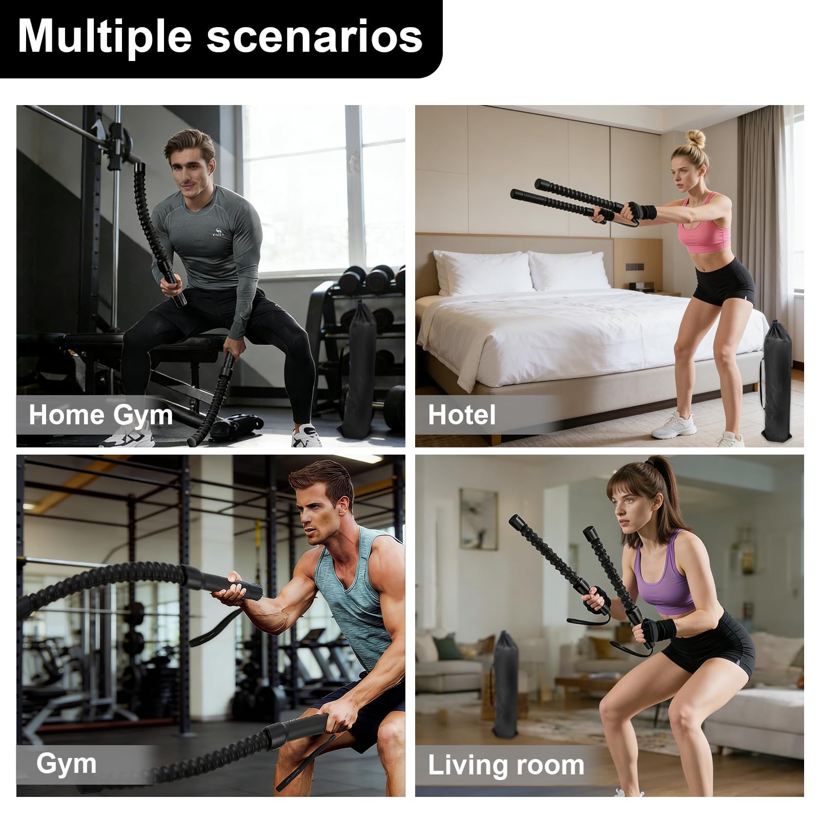 2 sztuki Air Rope, linka do walki z antypoślizgowym uchwytem, przenośna linka fitness, oszczędność miejsca, domowe urządzenie gimnastyczne do treningu siłowego, budowy mięśni, domu, na siłownię