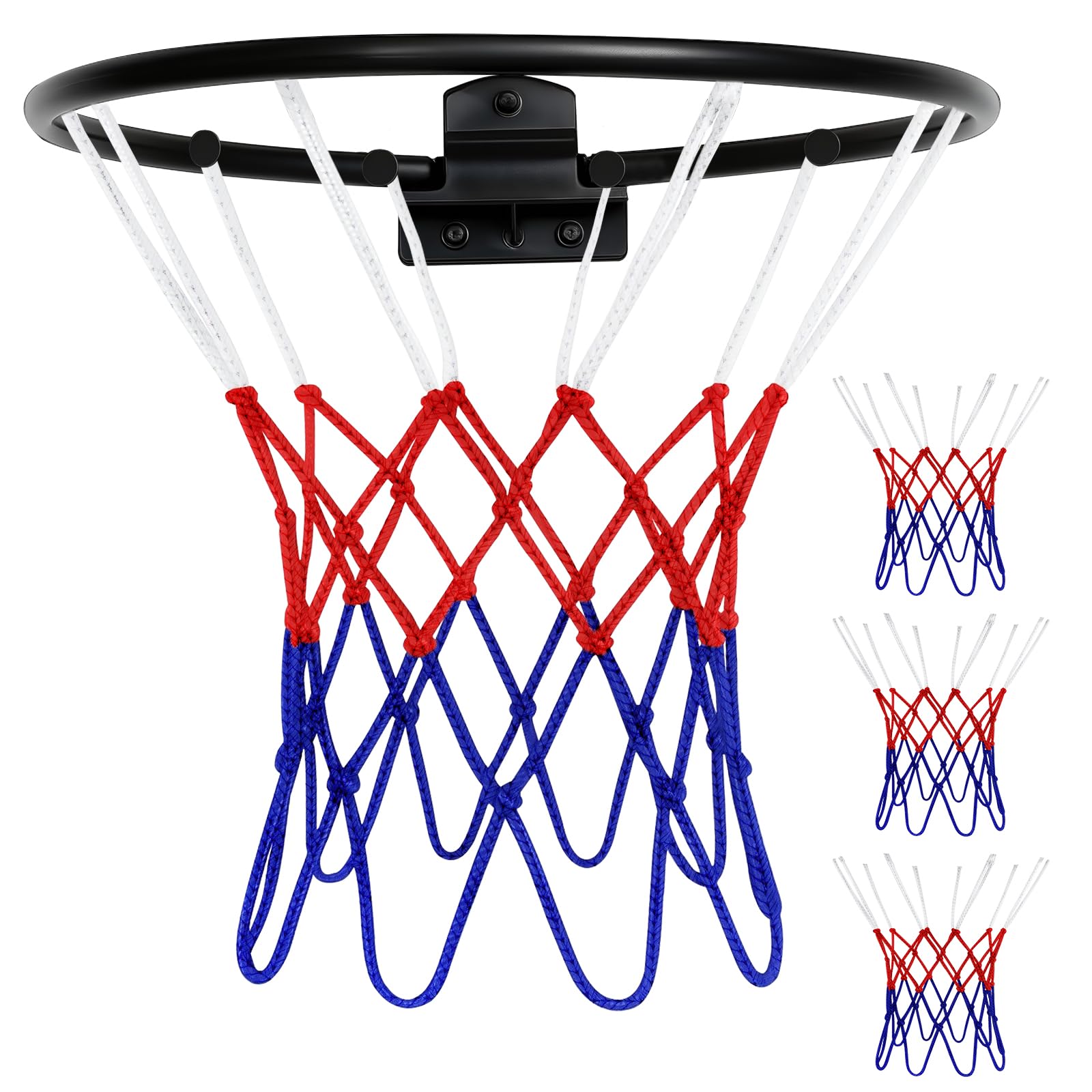 Red de repuesto para baloncesto de tamaño pequeño, 3 unidades, para cestas de 20 a 26 cm, 8 trabillas, para intercambiar redes interiores y exteriores