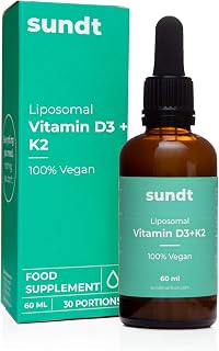 Vitamina liposomal D3+K2 en gotas para obtener suficiente calcio, en el lugar adecuado - Frasco de 60 ml - 30 aplicaciones...