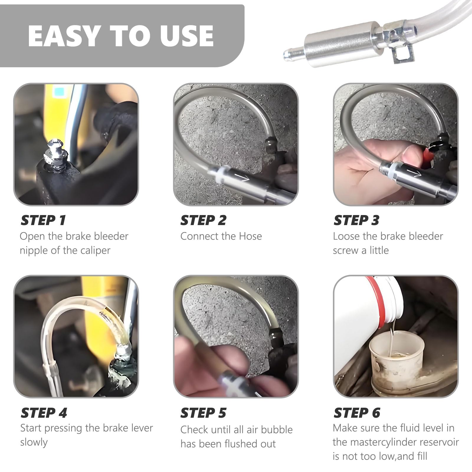 Spurgo Freno Idraulico Moto, Tubo ai Spurgo Frizione con Valvola Unidirezionale, Tubo Freni Strumento per Moto e Auto