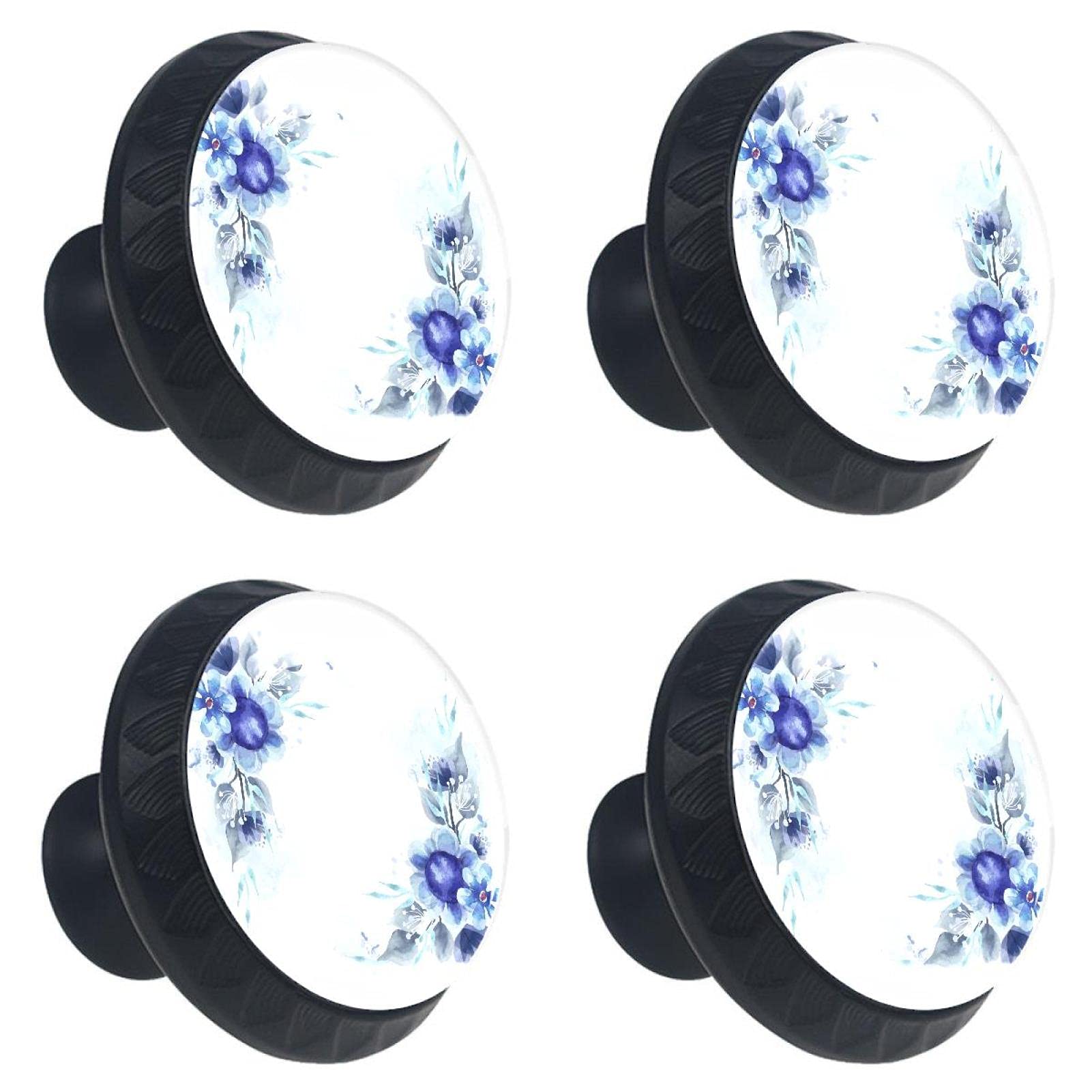 Boutons de meuble ronds en verre motif fleurs aquarelle 30 mm poignée tiroir commode placard
