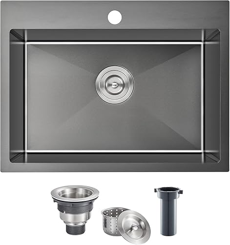 Miniatura 42 de Fregadero de cocina pequeño de acero inoxidable con caída de 20 pulgadas, níquel cepillado, 20 pulgadas de profundidad x 16 pulgadas de ancho x 9